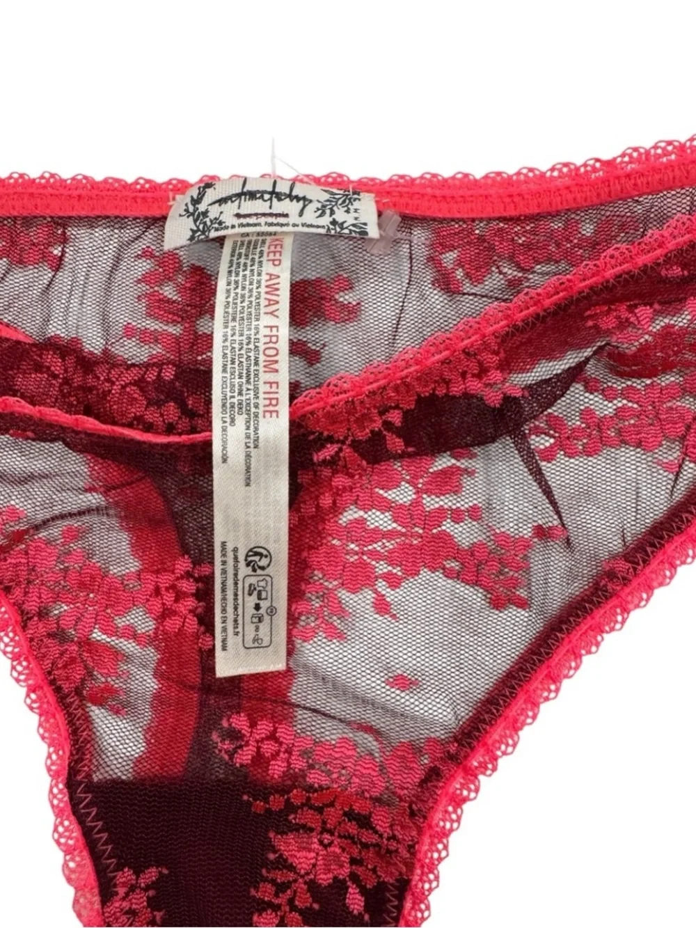 NWOT IFREE PEOPLE Intimately Sexy Sheer Black Hot Pink Thong Medium